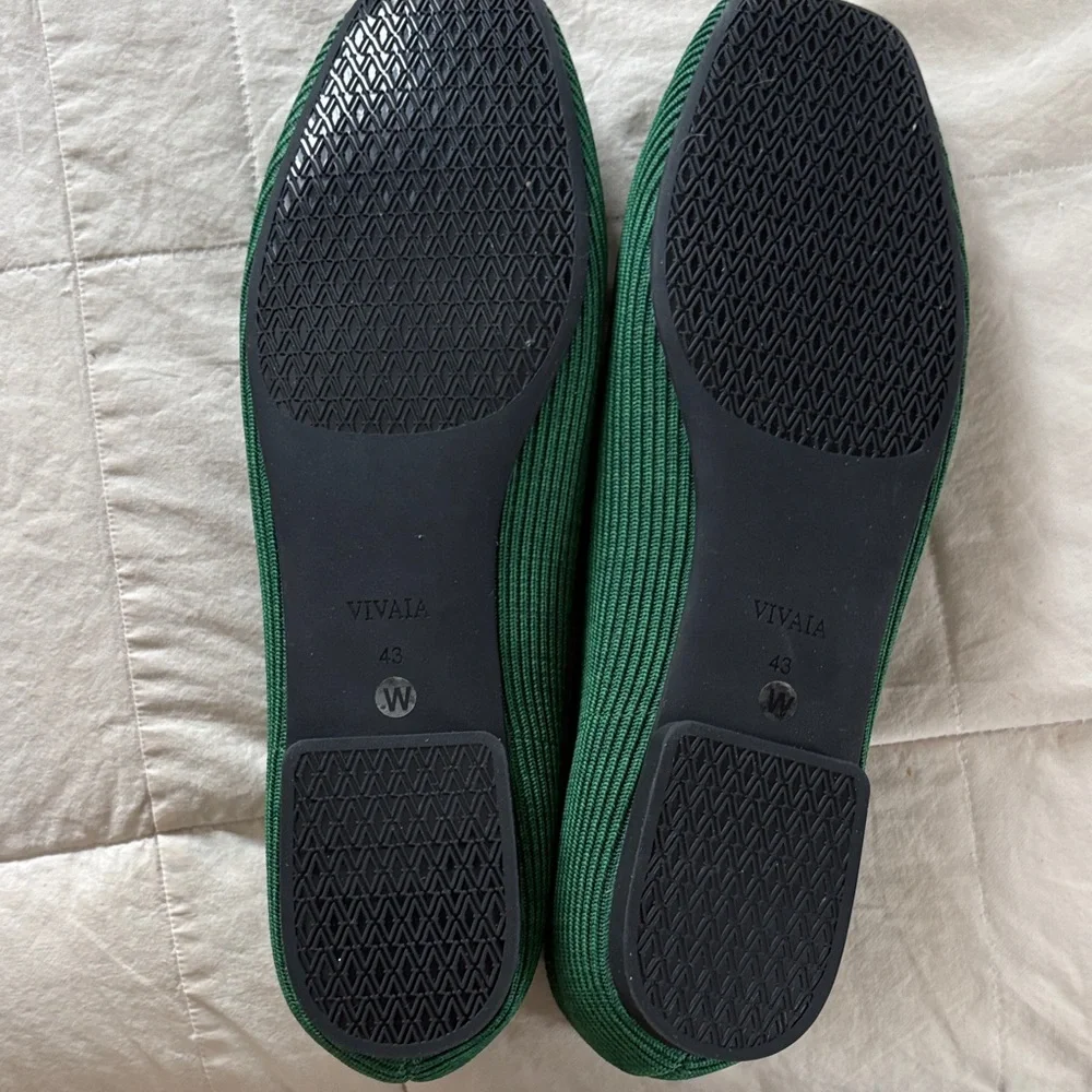 Vivaia Square Toe Margot V-Cut Woven Comfort Flats Forest Green Women EU 43 Wide - Picture 4 of 12